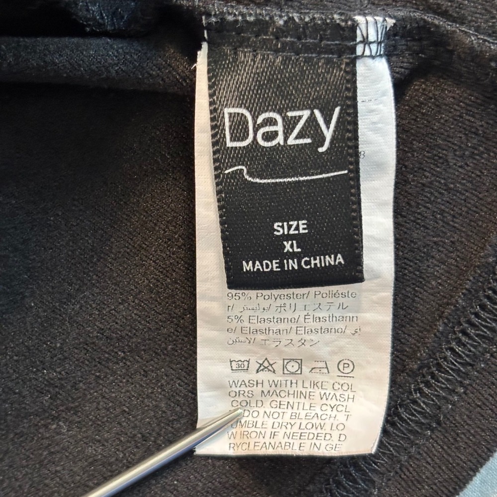 Dazy Black Lace Trim Layered Cami Long Sleeve Crop Top XL whimsy goth - Picture 7 of 9
